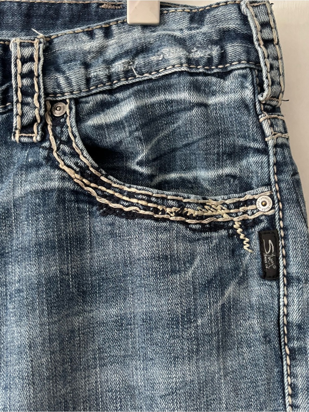 Silver Jeans Gordie Y2K Loose Jeans Contrast Stitch Embroidered Pockets W34 - Picture 6 of 12